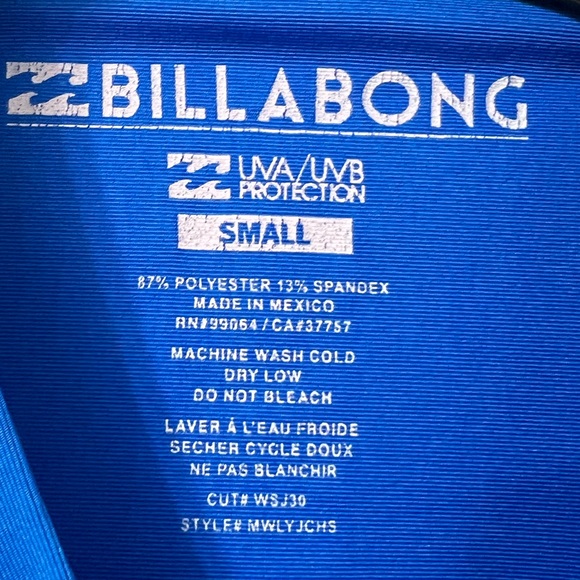 Billabong Blue UPF 50+ Rash Guard Swim Shirt - Picture 6 of 8